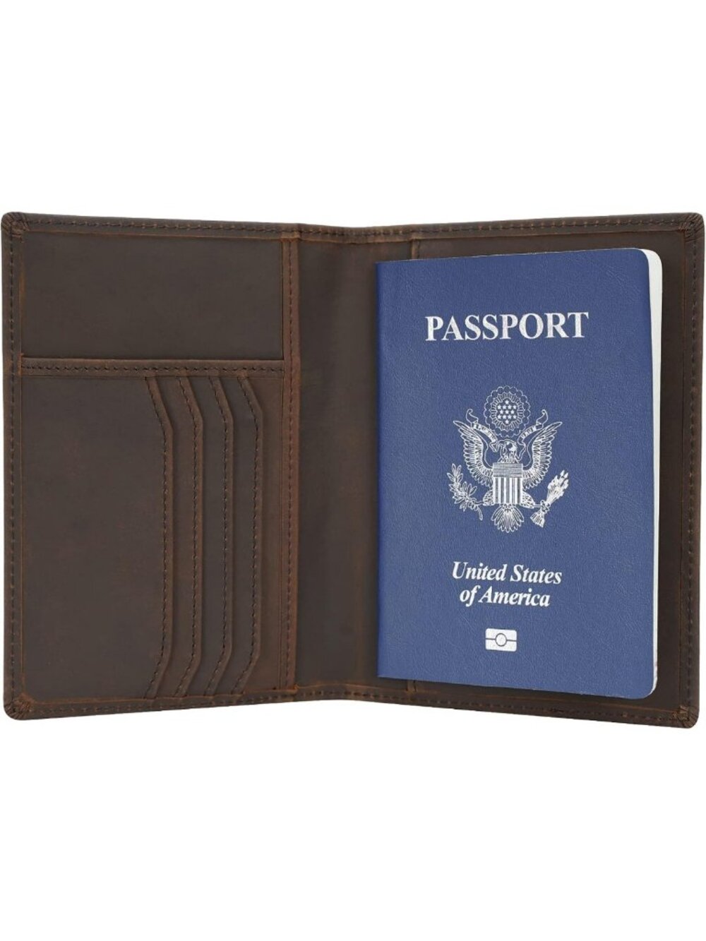 Slim RFID Blocking Leather Passport Holder & Travel Bifold Wallet for Men